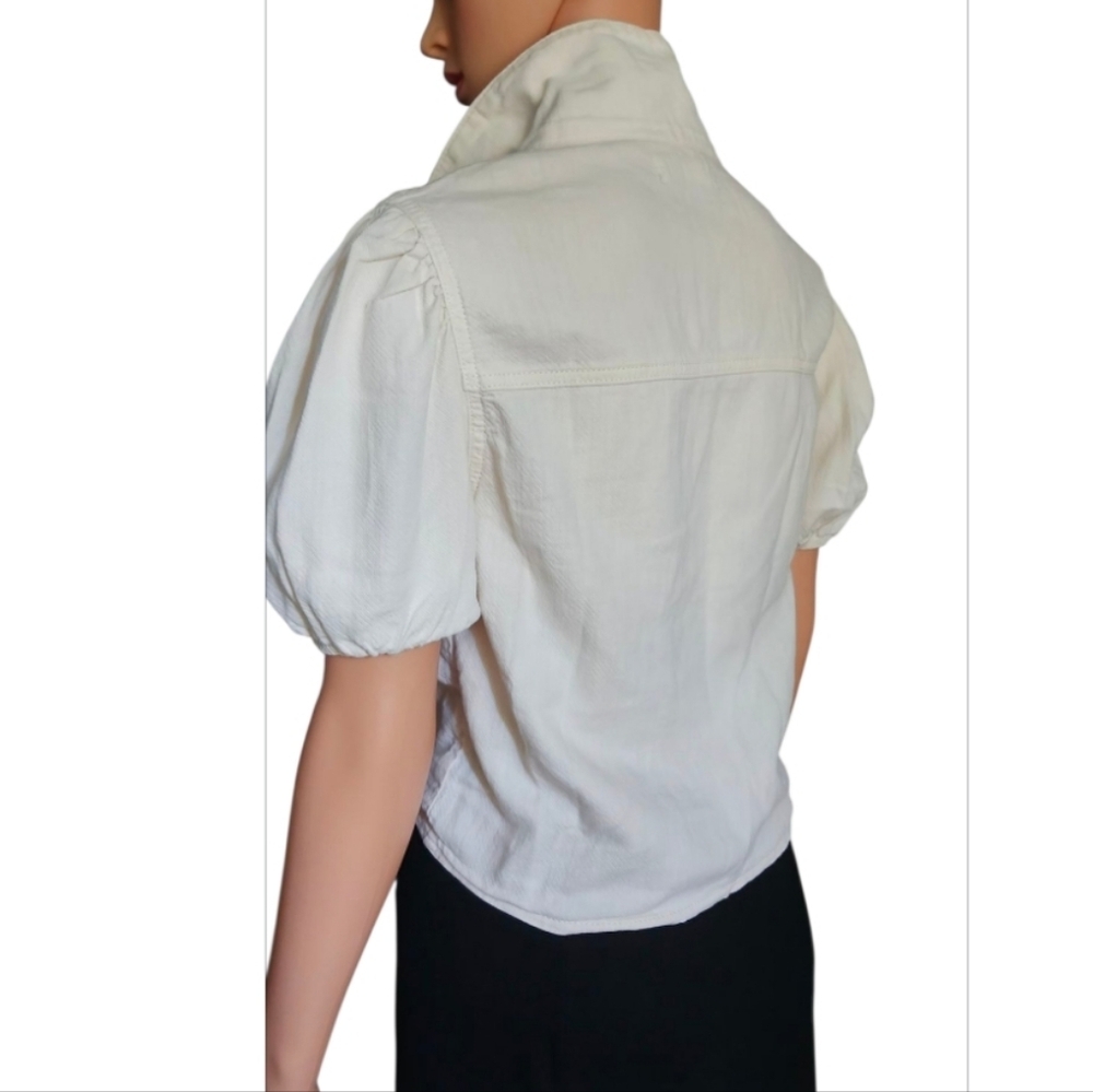 Zara White Short Sleeve Button Down Shirt - Picture 4 of 7